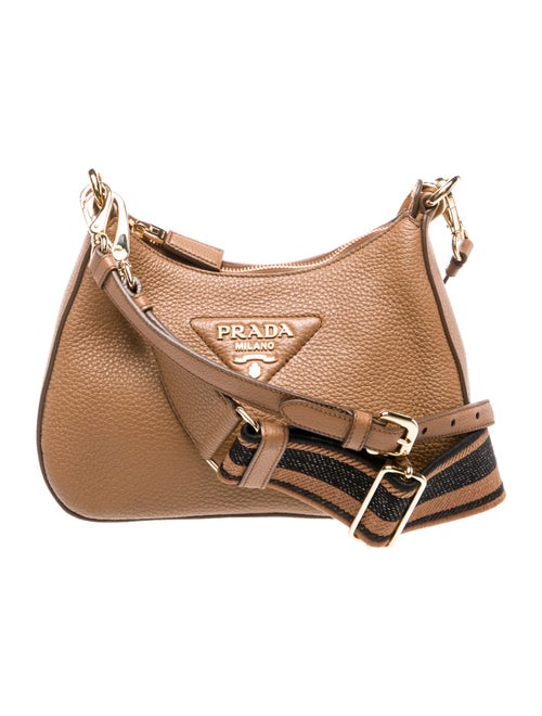 Prada Enameled Metal Triangle Shoulder Bag