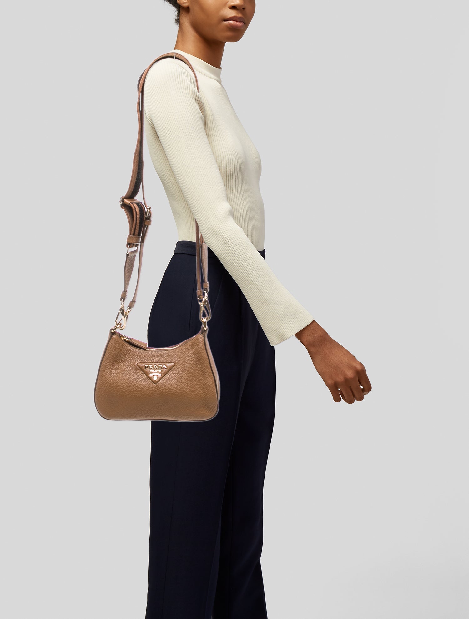 Prada Enameled Metal Triangle Shoulder Bag