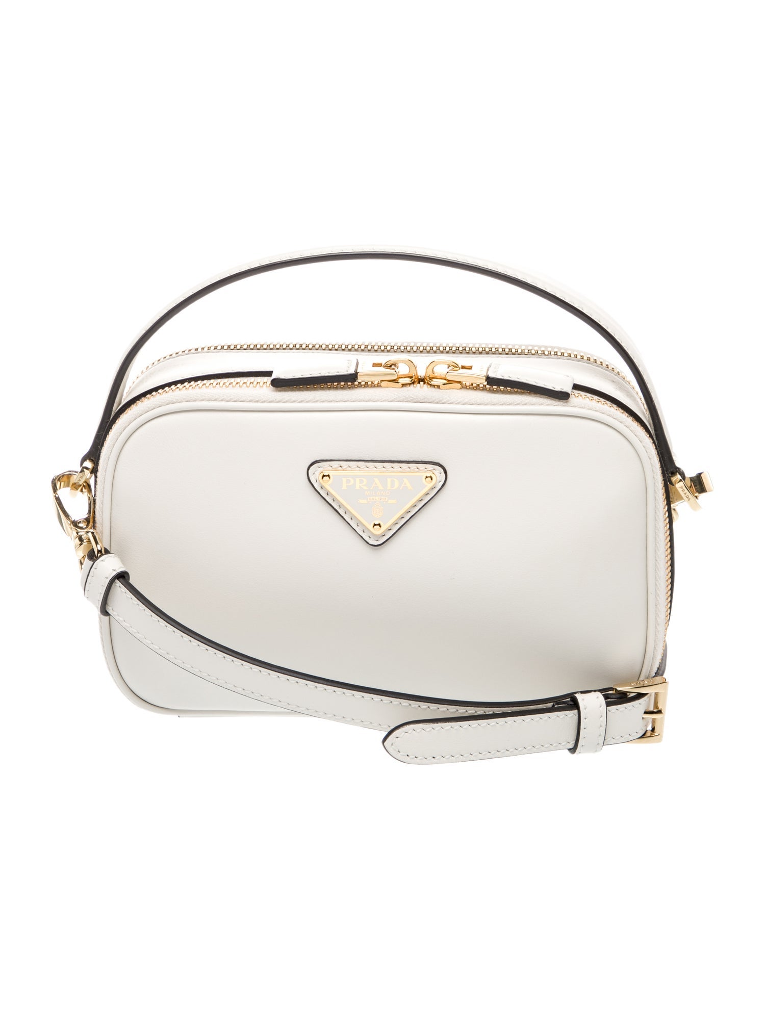 Prada Enameled Metal Triangle Top Handle Bag