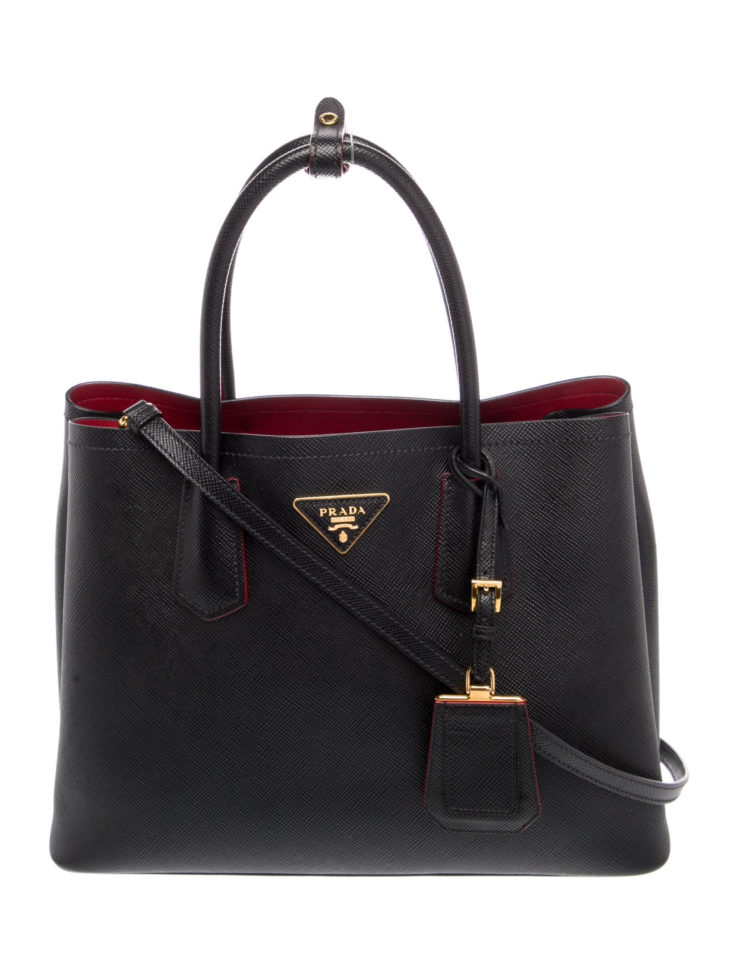 Prada Saffiano Cuir Leather Double Bag Medium