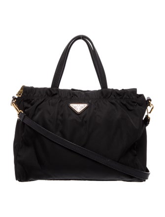 Prada Enameled Metal Triangle Top Handle Bag