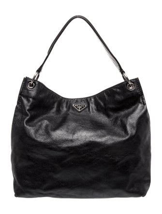 Prada Enameled Metal Triangle Hobo