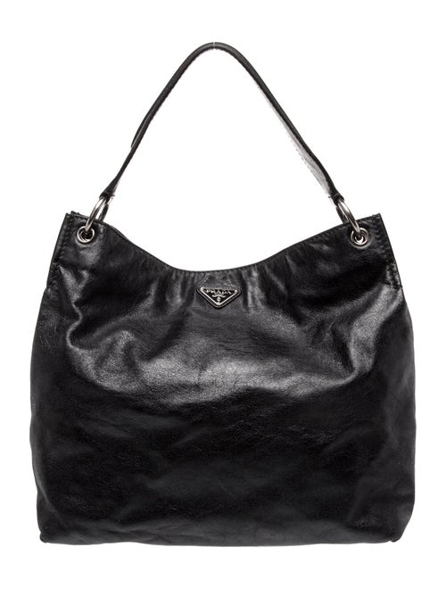 Prada Enameled Metal Triangle Hobo