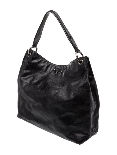 Prada Enameled Metal Triangle Hobo