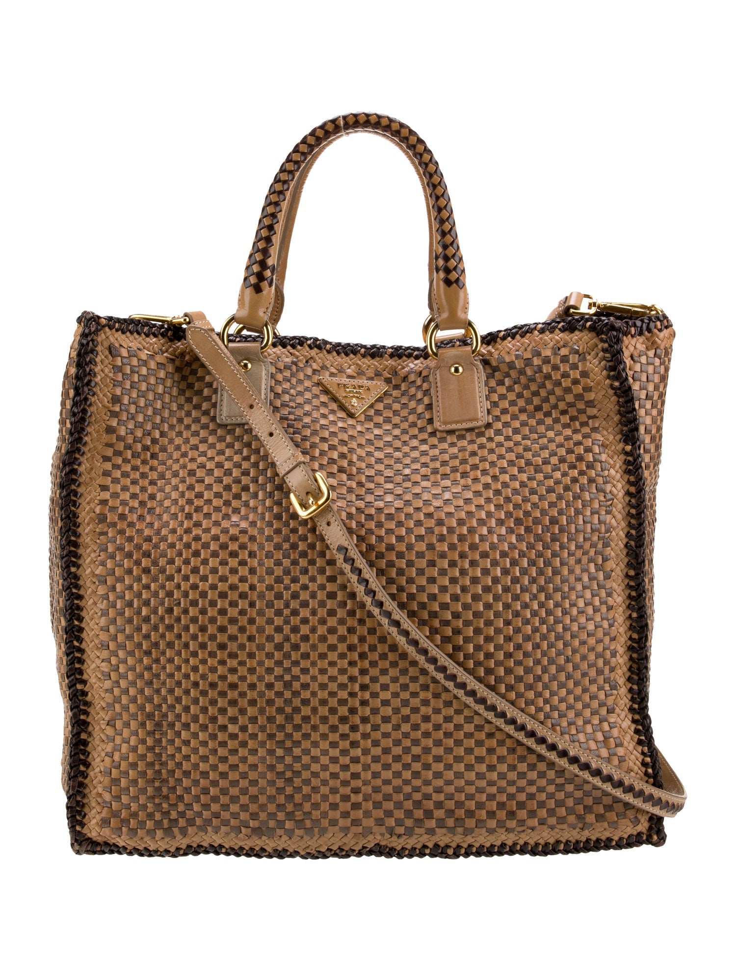 Prada Madras Leather Tote Large