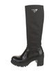 Prada Enameled Metal Triangle Leather Rain Boots