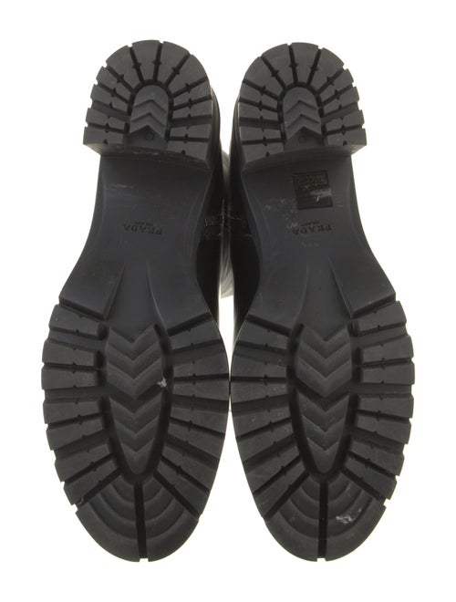 Prada Enameled Metal Triangle Leather Rain Boots