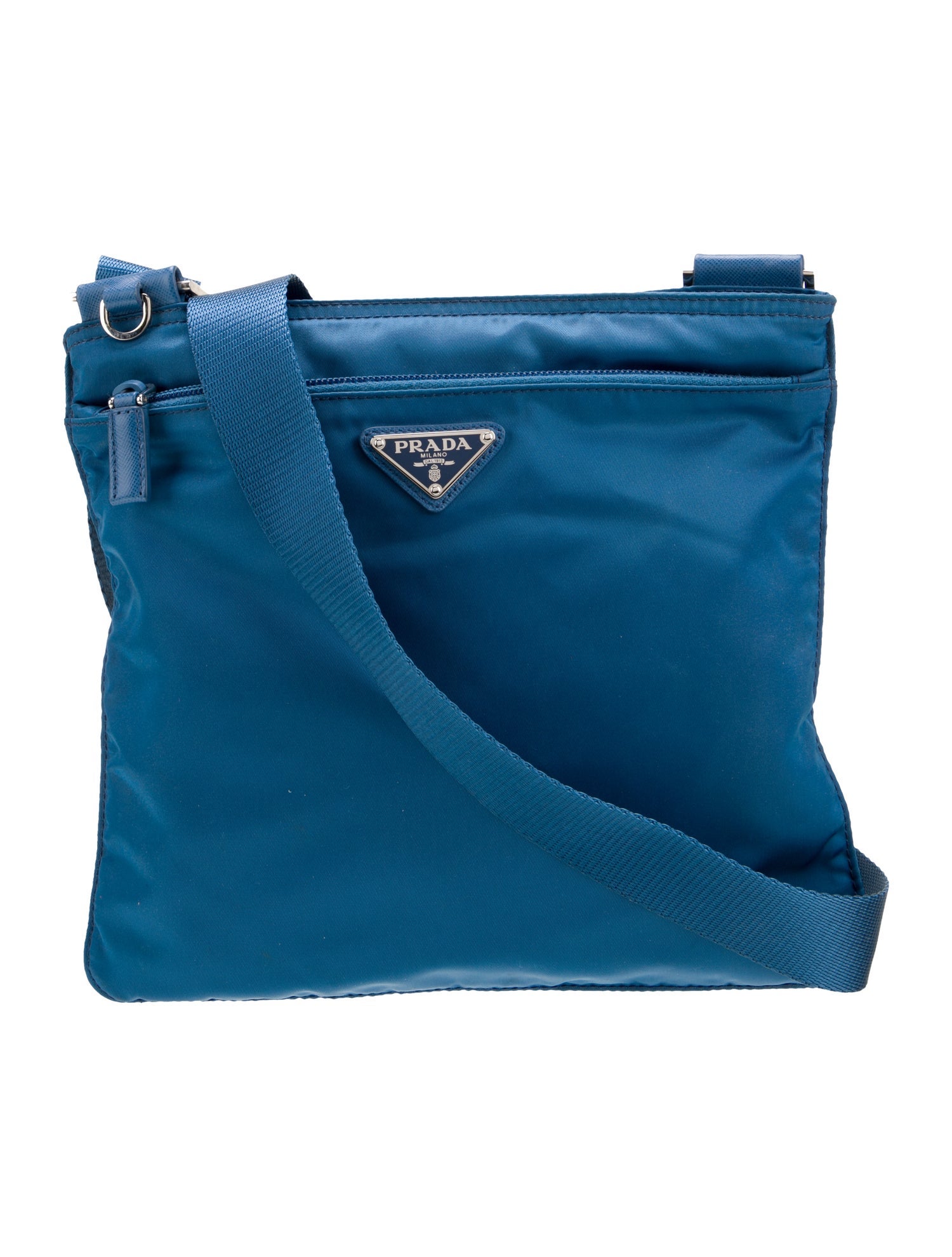 Prada Enameled Metal Triangle Messenger Bag