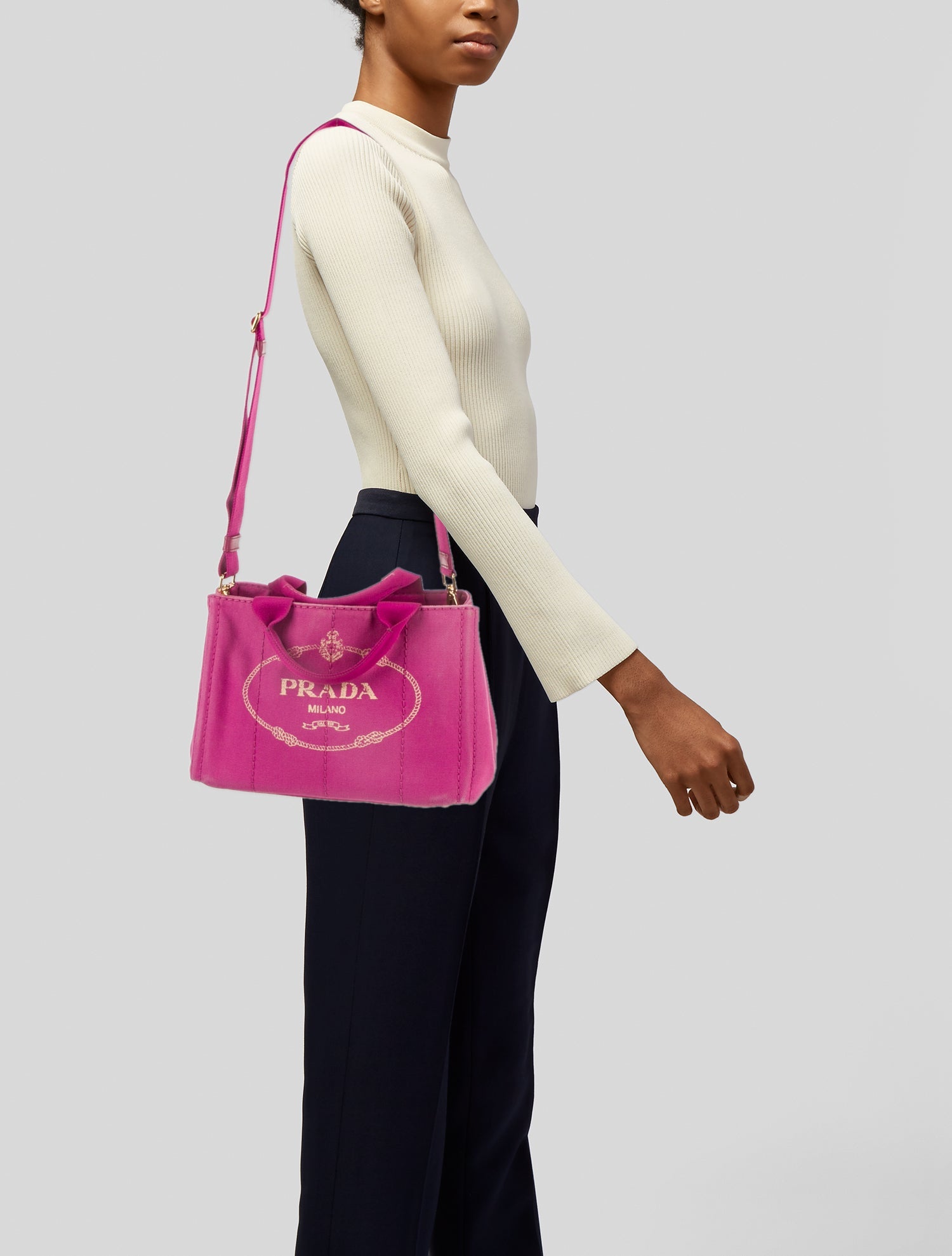 Prada Canvas Top Handle Bag Small