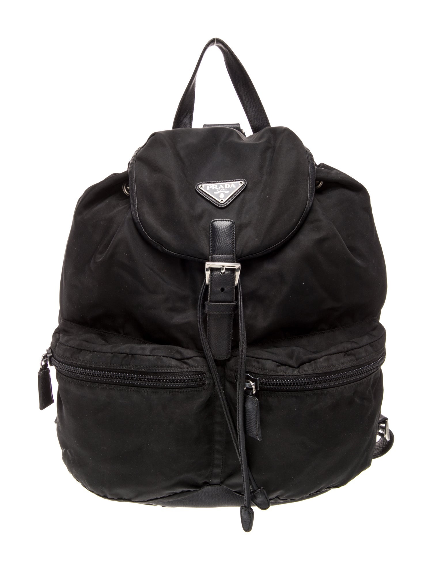 Prada Enameled Metal Triangle Backpack