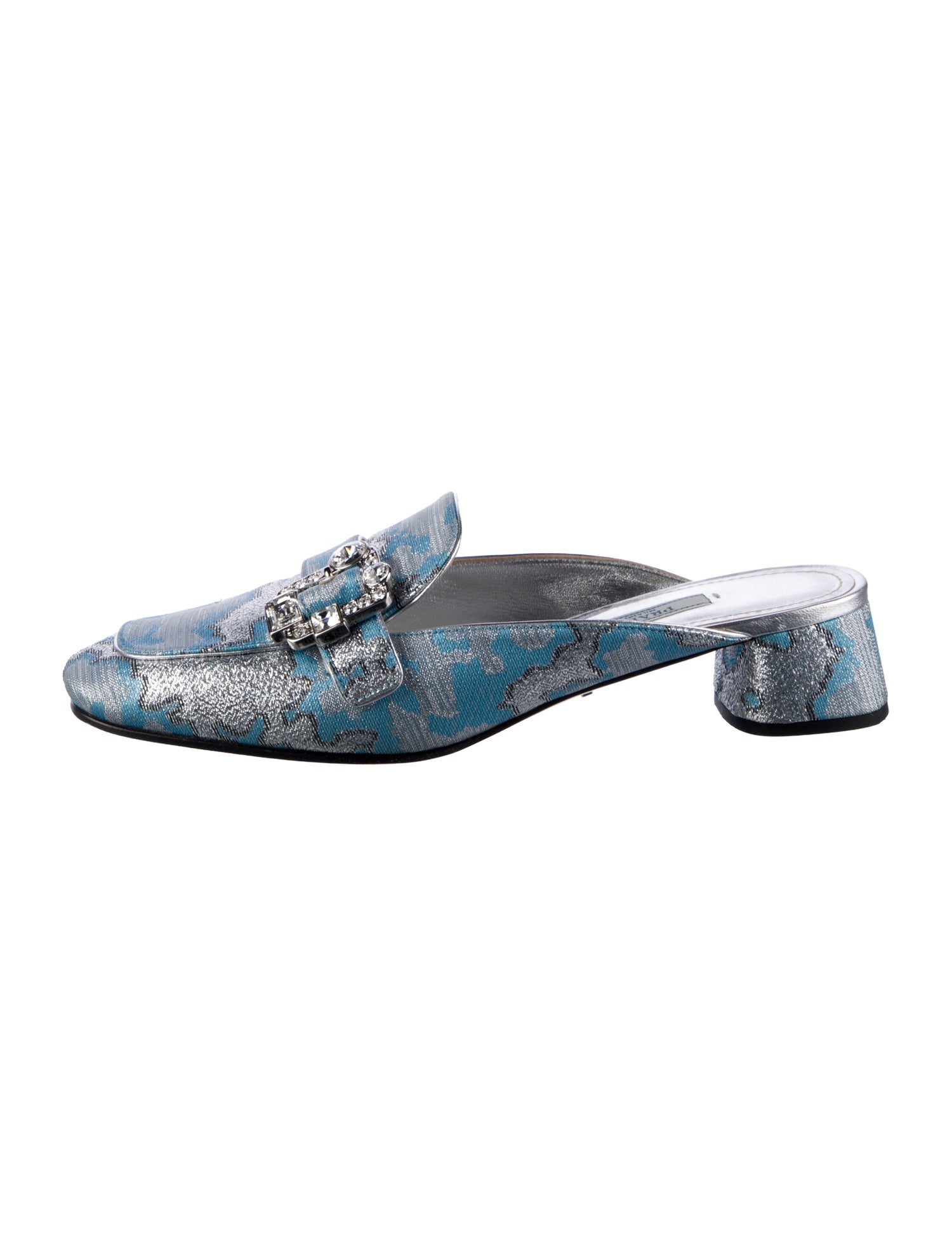 Prada Printed Crystal Embellishments Mules