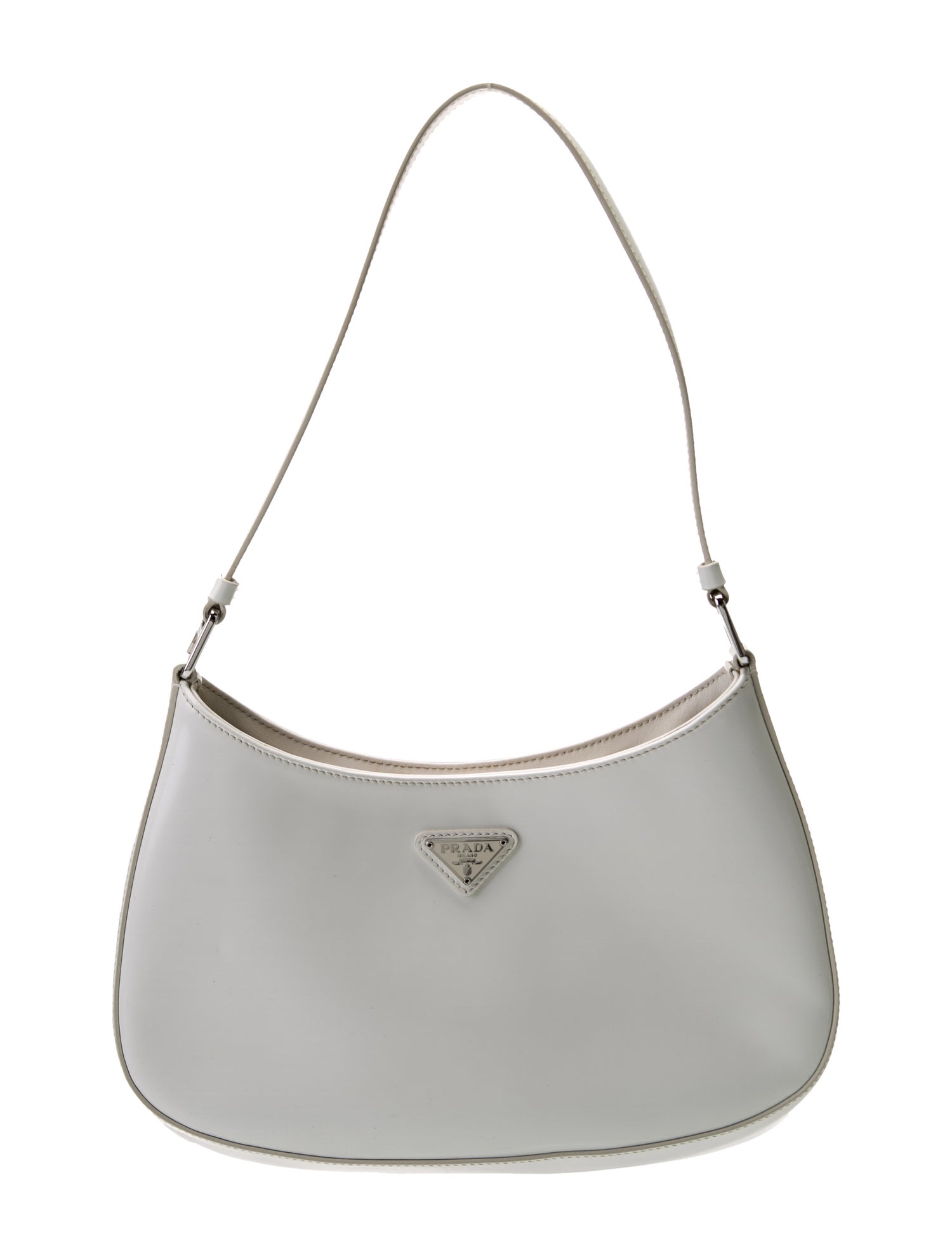 Prada Enameled Metal Triangle Cleo