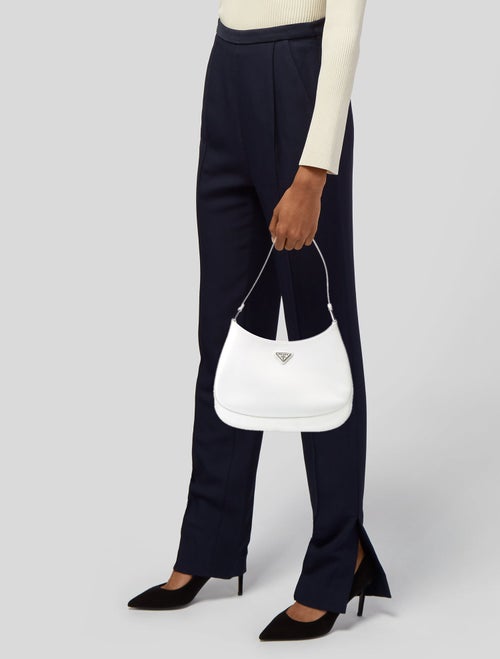 Prada Enameled Metal Triangle Cleo