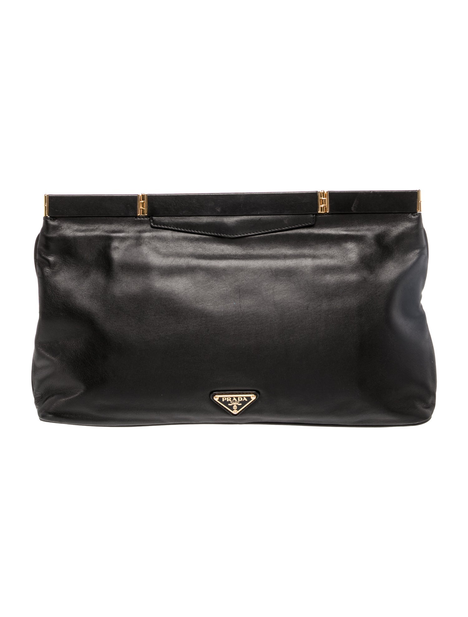 Prada Enameled Metal Triangle Clutch