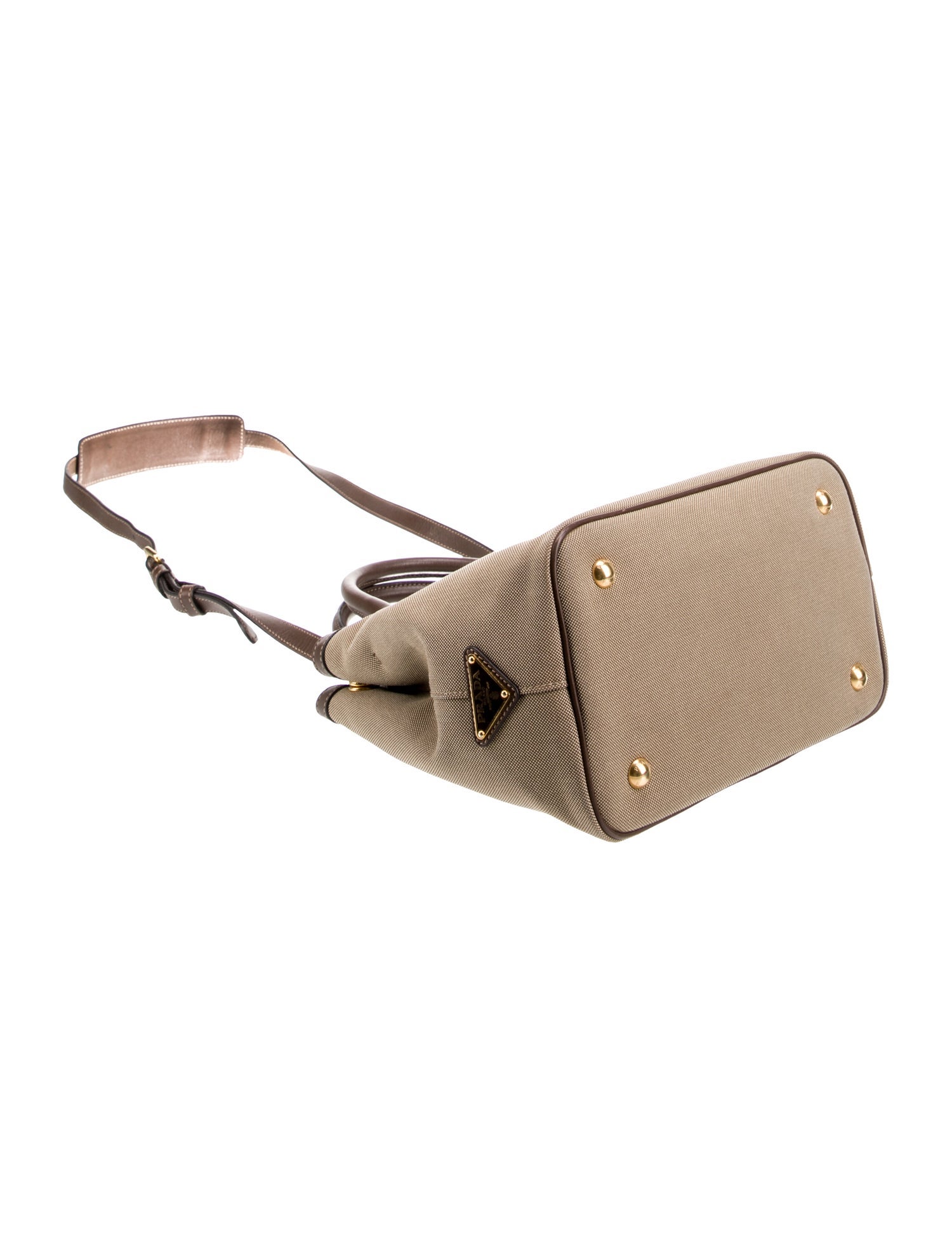 Prada Enameled Metal Triangle Top Handle Bag