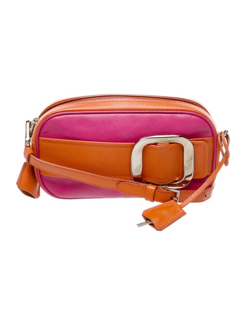 Prada Enameled Metal Triangle Vintage Saffiano Lux Crossbody Bag Vintage