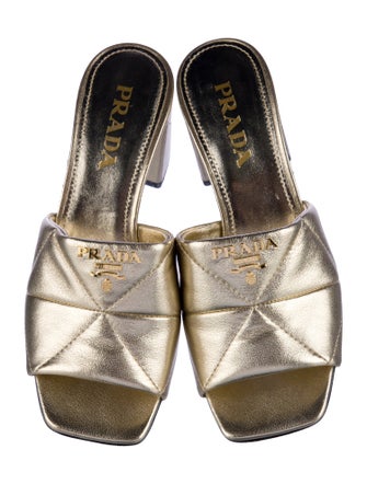 Prada Quilted Pattern Leather Slides