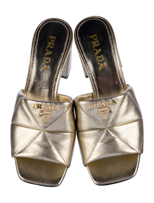 Prada Quilted Pattern Leather Slides