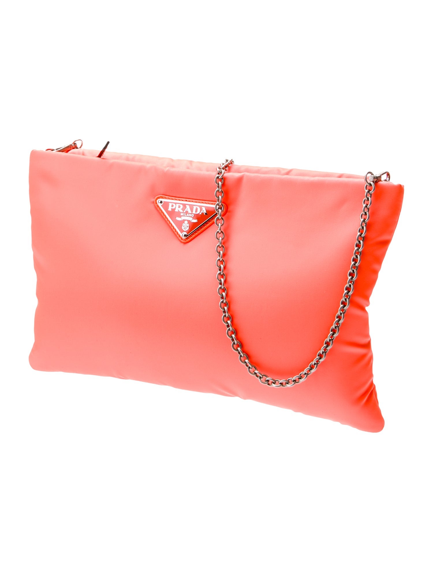 Prada Tessuto Nylon Padded Tessuto Pochette w/Chain Large