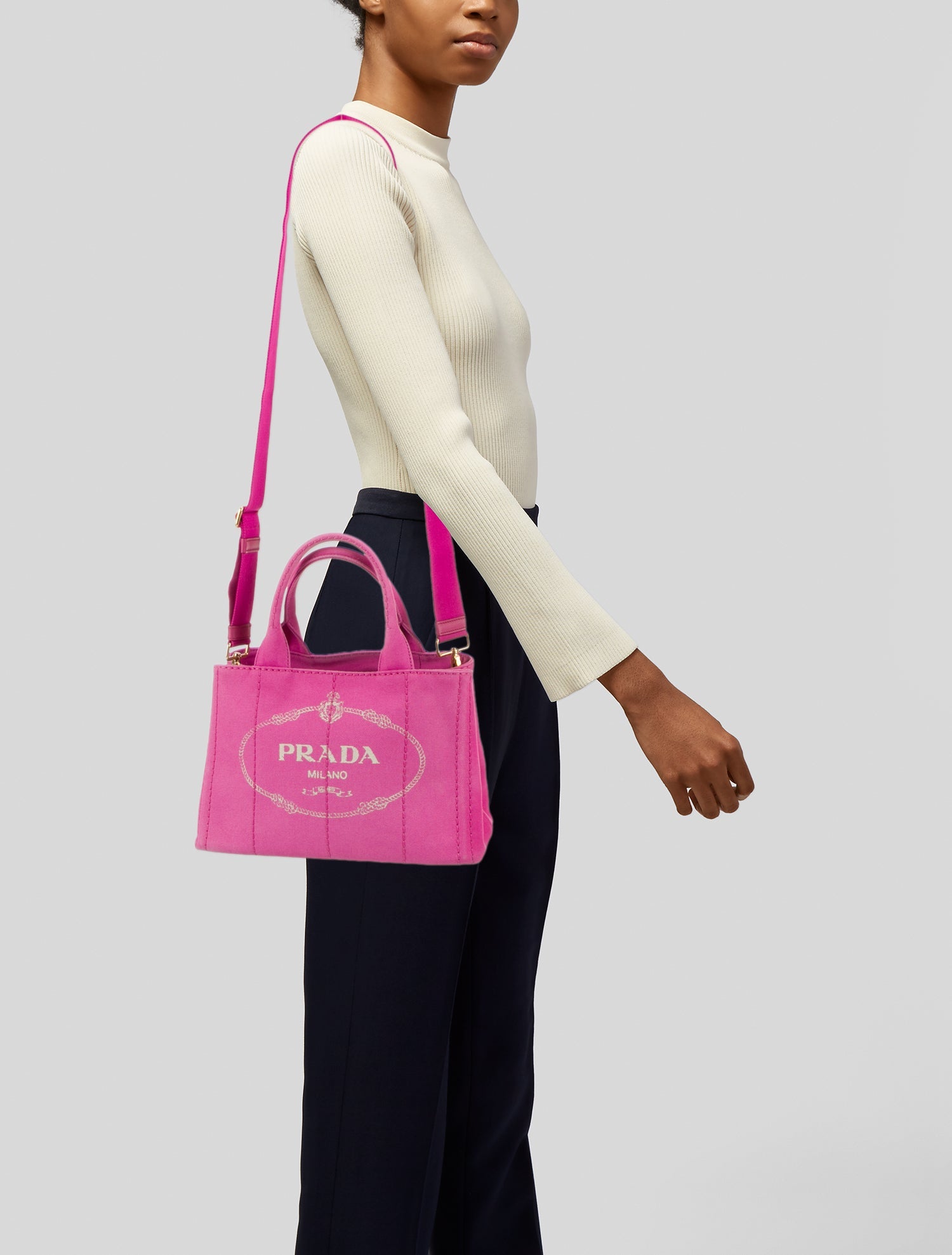 Prada Enameled Metal Triangle Tote