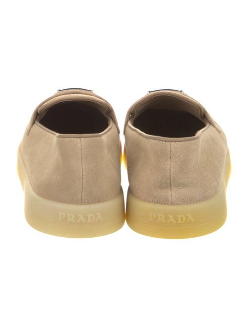 Prada Suede Leather Trim Embellishment Loafers