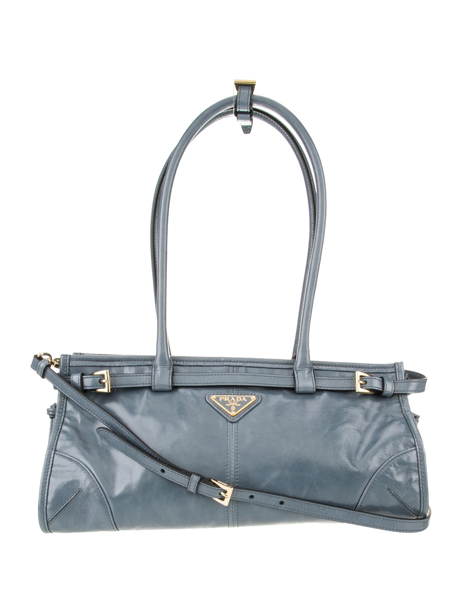 Prada Enameled Metal Triangle Bonnie Medium