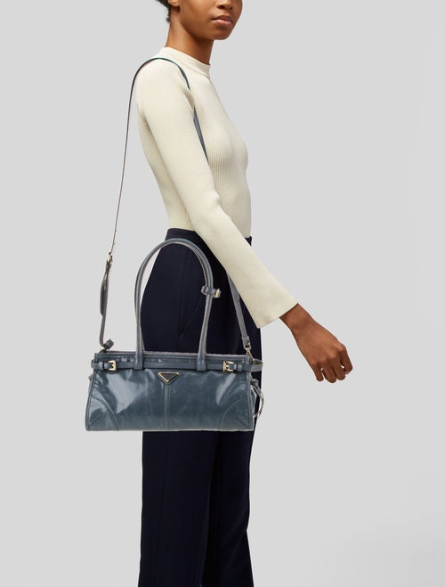 Prada Enameled Metal Triangle Bonnie Medium