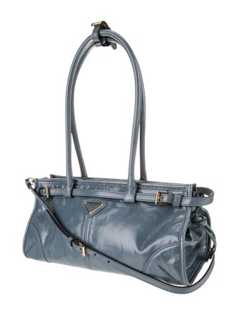 Prada Enameled Metal Triangle Bonnie Medium