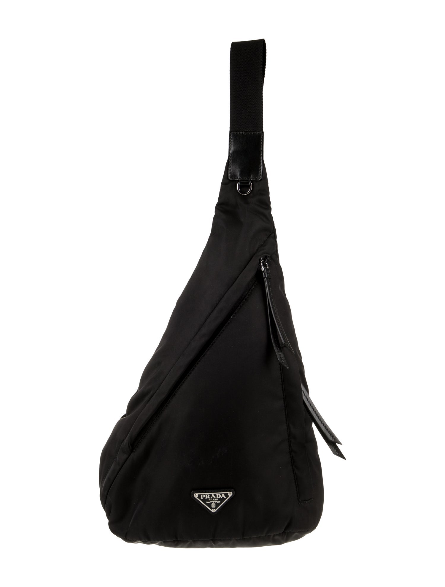 Prada Enameled Metal Triangle Messenger Bag