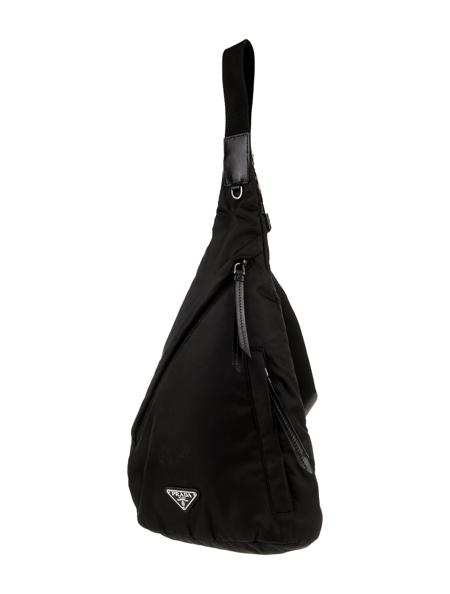 Prada Enameled Metal Triangle Messenger Bag