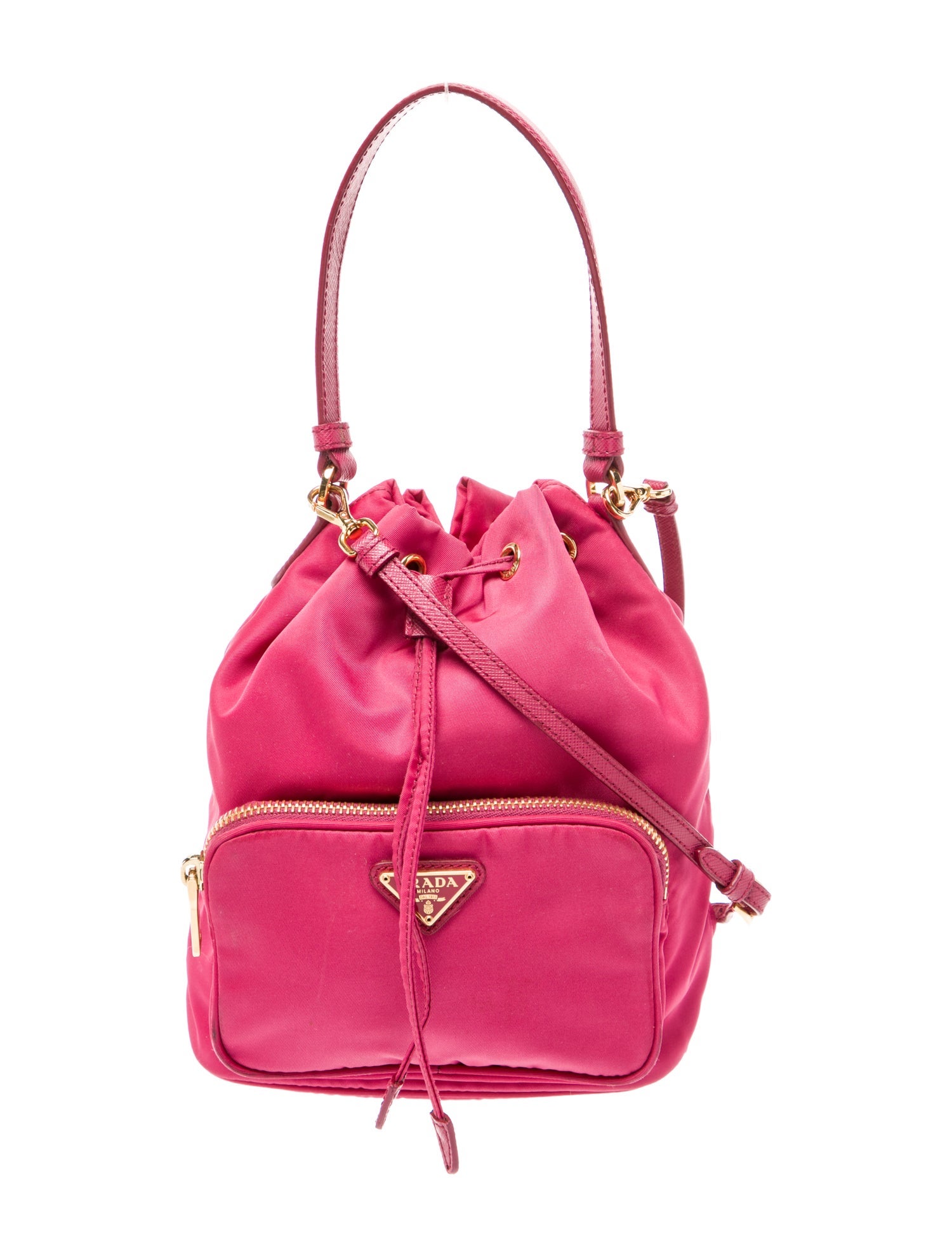 Prada Saffiano Leather Duet Re-Nylon Bucket Bag Mini