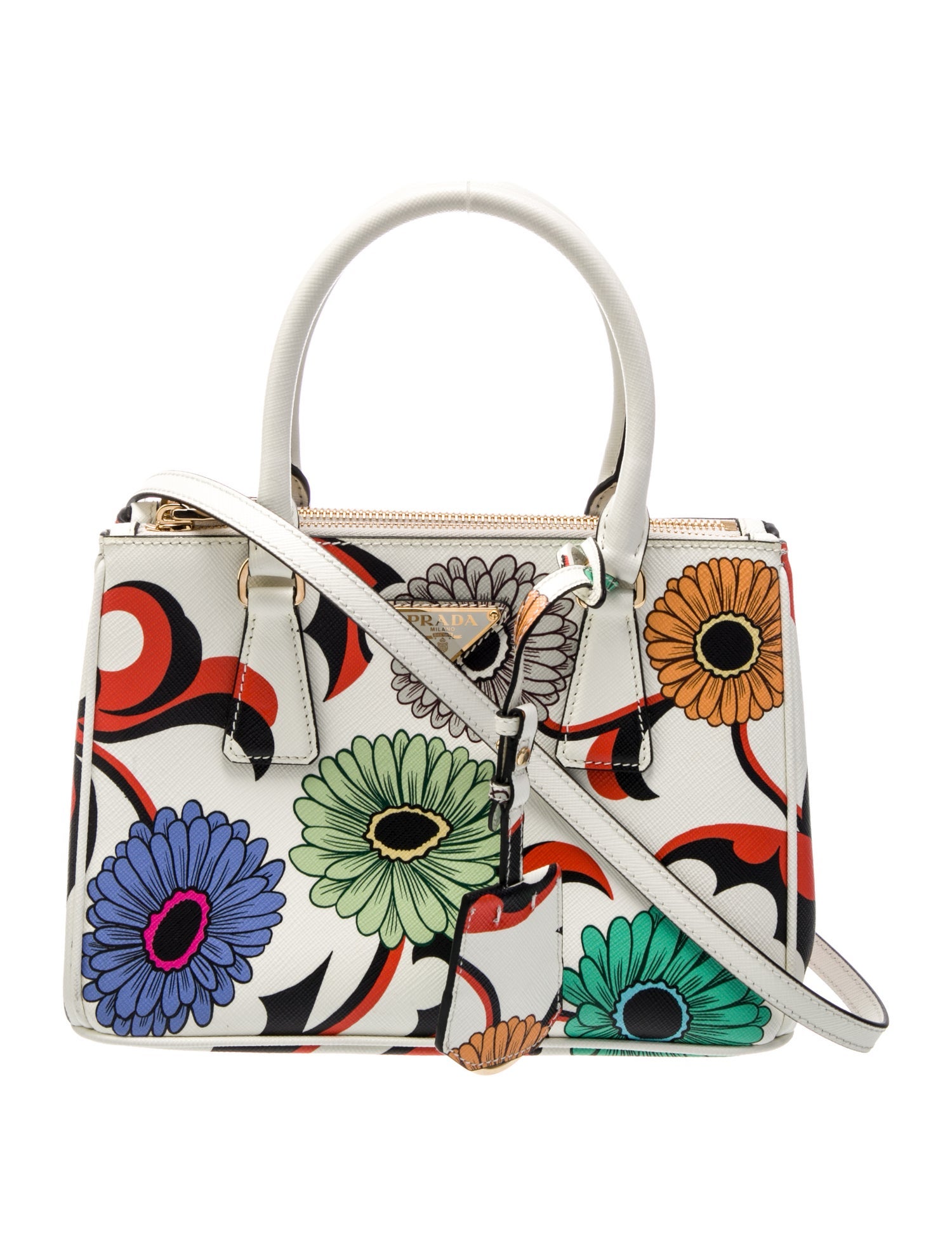 Prada Saffiano Lux Leather Galleria Double Zip Small