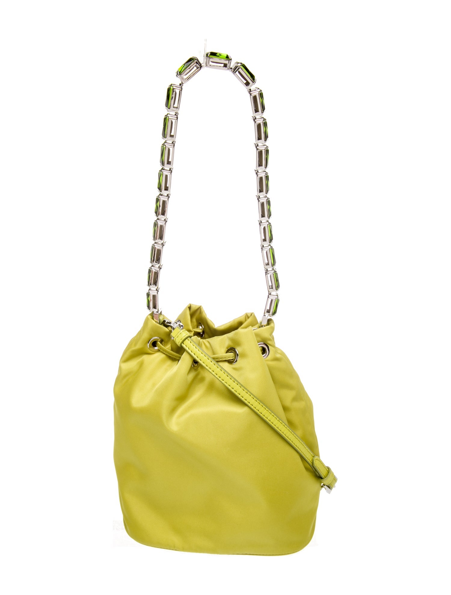 Prada Nylon Re-Nylon Jeweled Bucket Bag