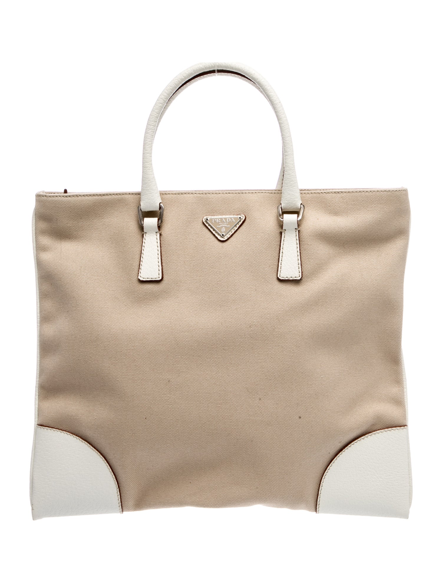 Prada Enameled Metal Triangle Top Handle Bag