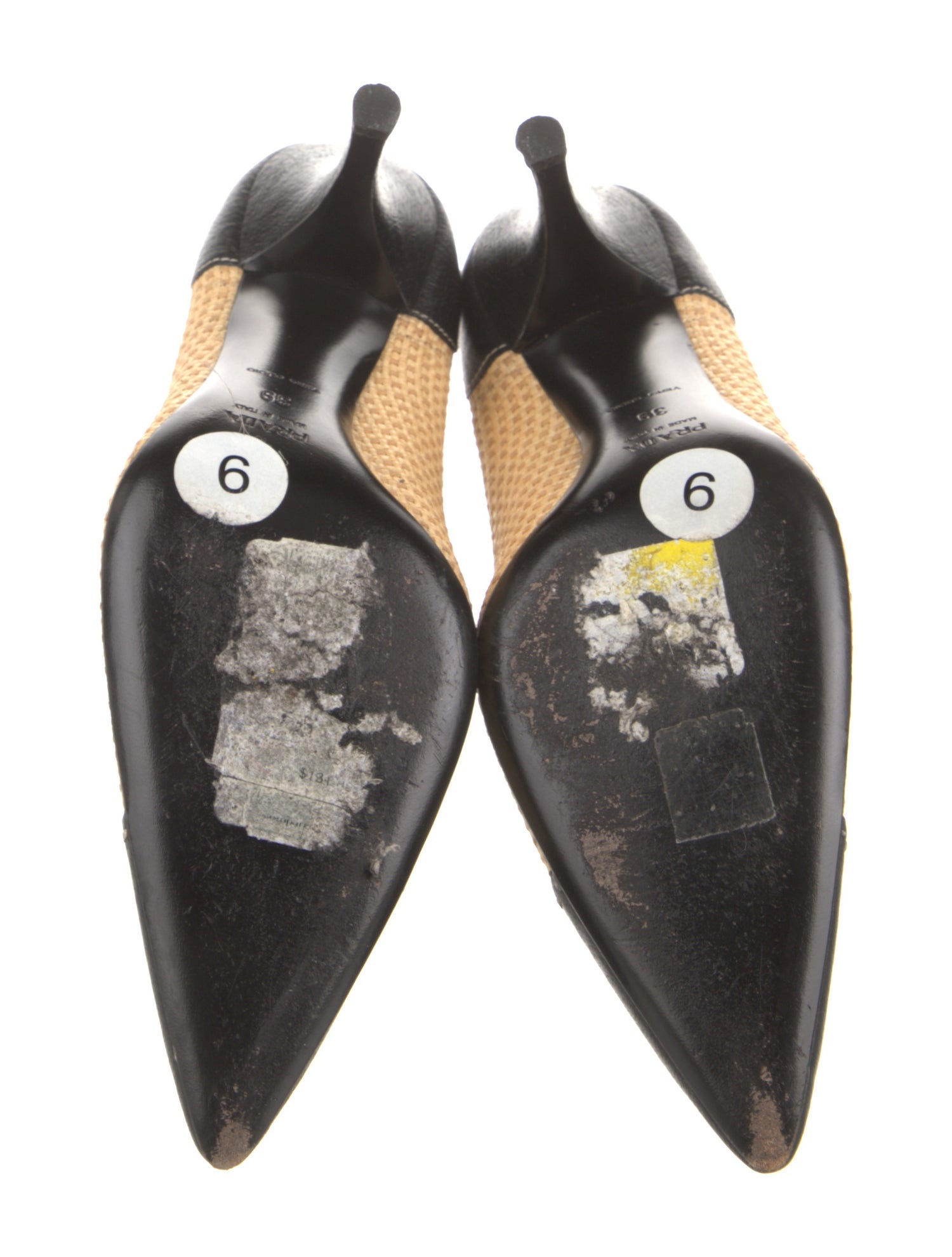 Prada Raffia Colorblock Pattern Pumps