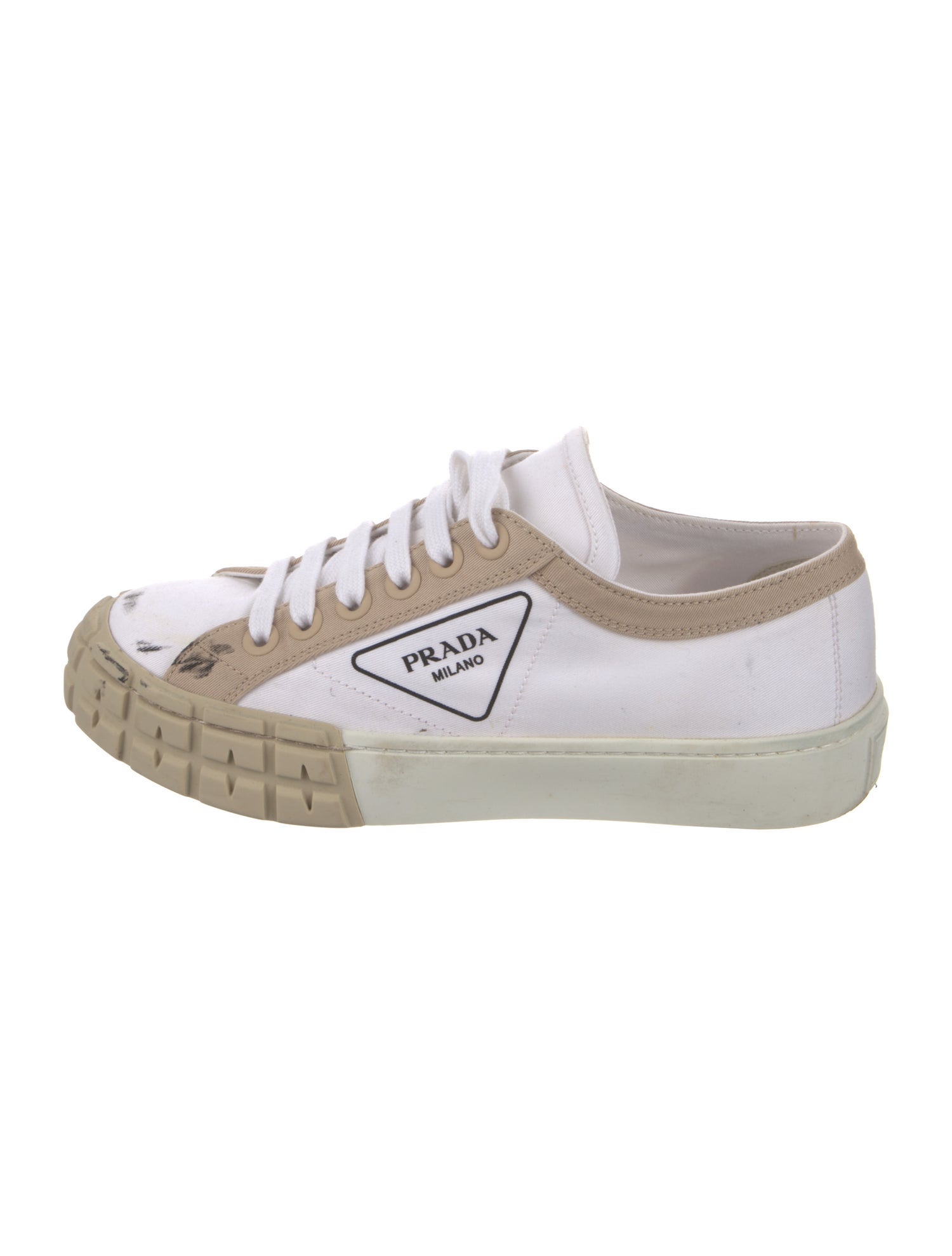 Prada Canvas Whipstitch Trim Sneakers