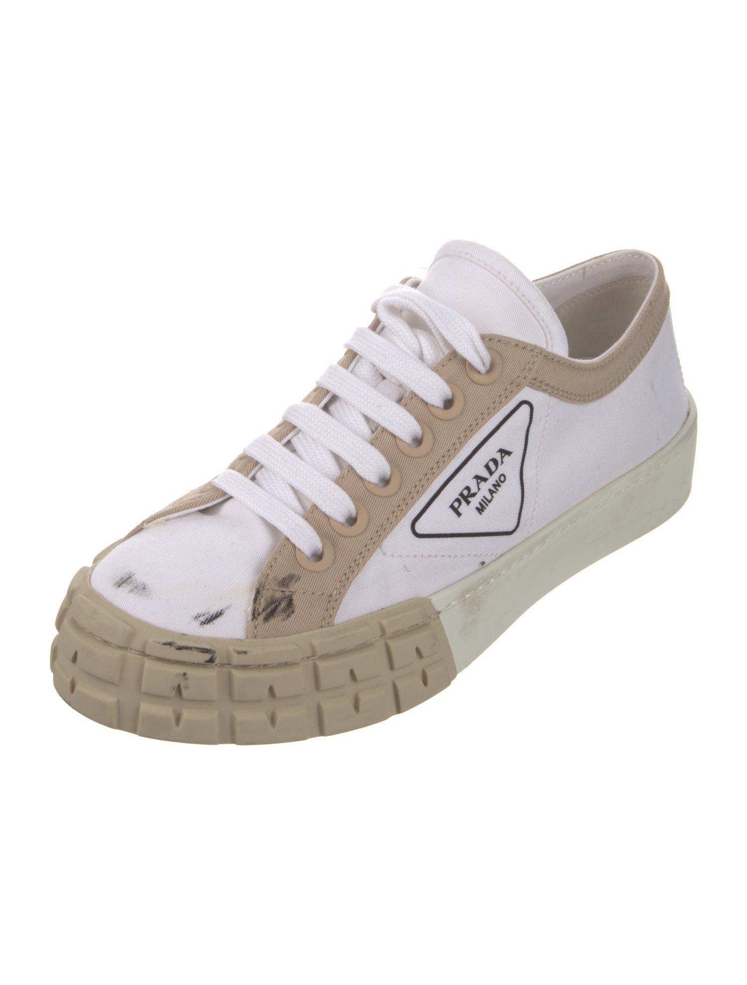 Prada Canvas Whipstitch Trim Sneakers