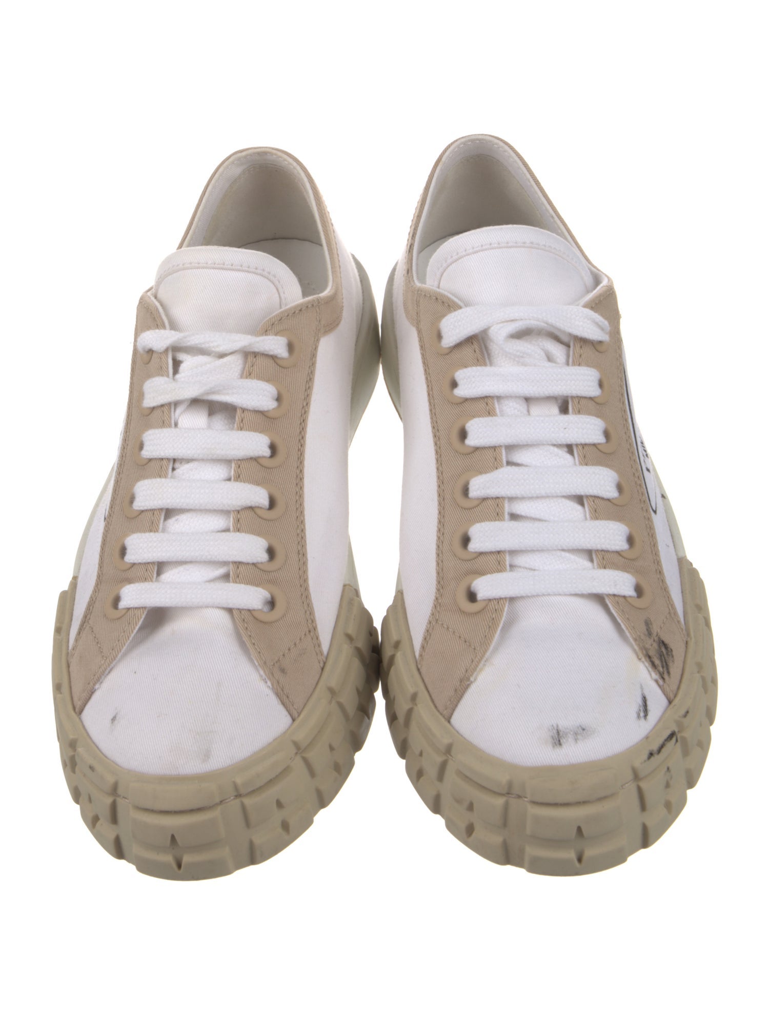 Prada Canvas Whipstitch Trim Sneakers