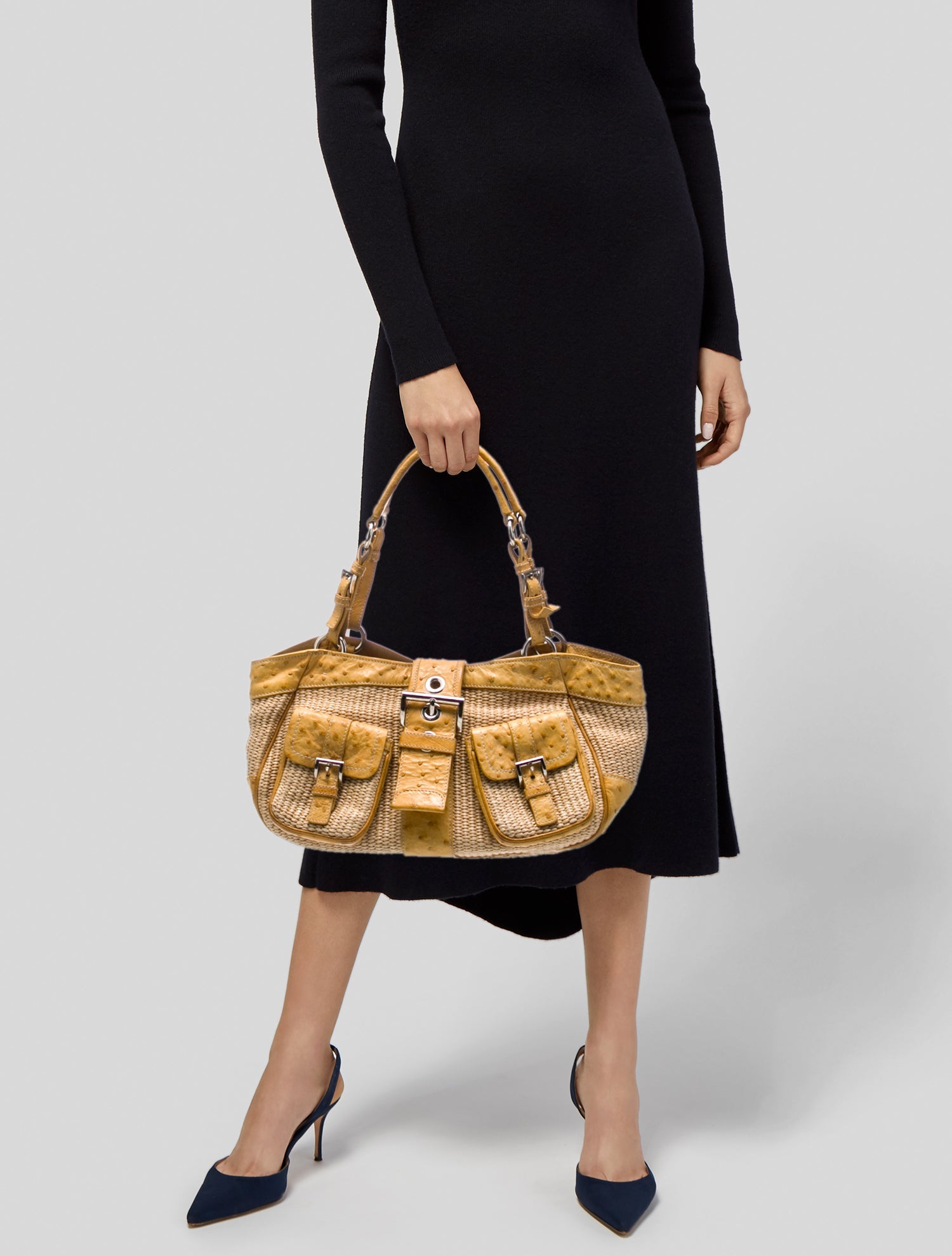 Prada Enameled Metal Triangle Top Handle Bag