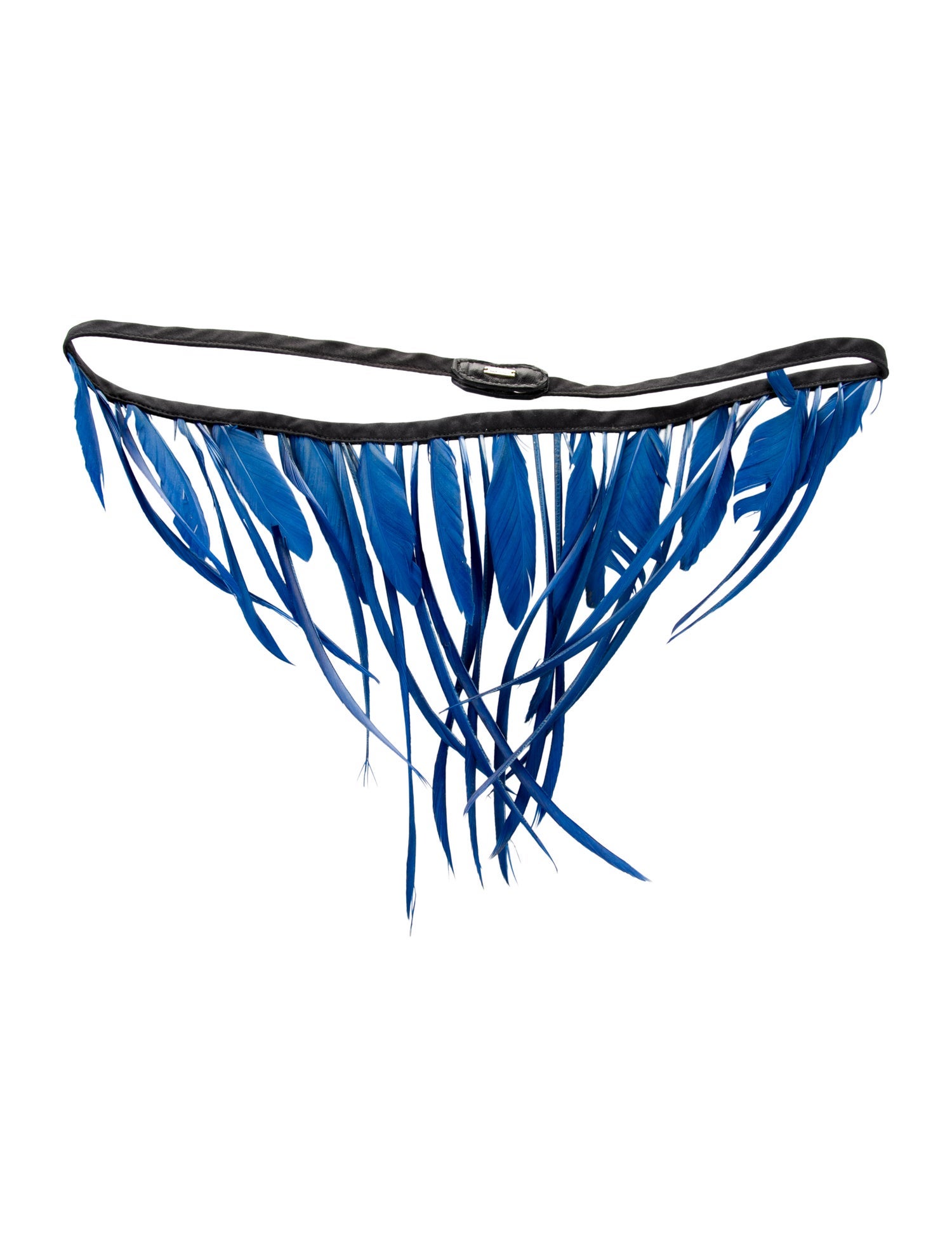 Prada Leather-Trimmed Feather Headband