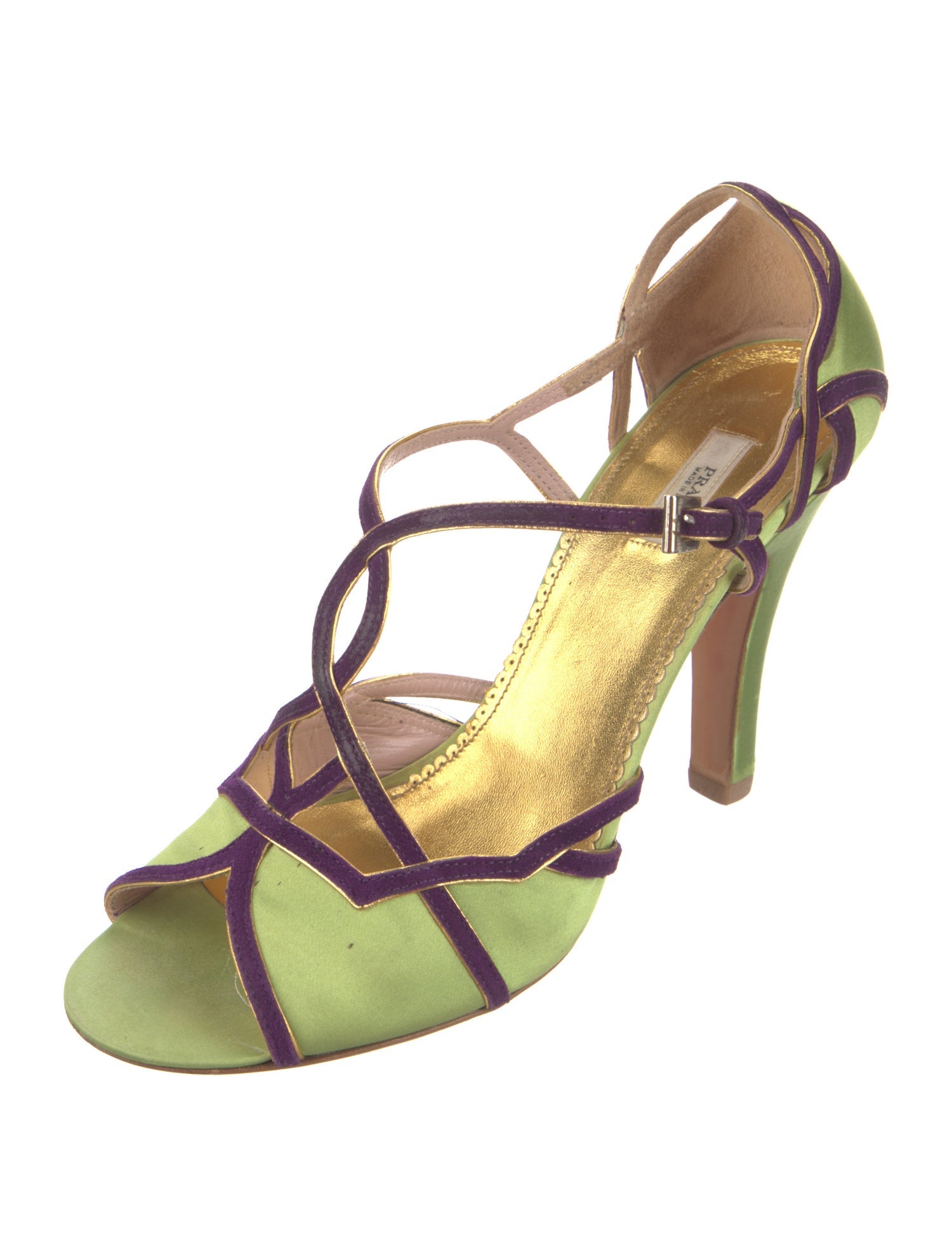 Prada Satin Leather Trim Embellishment Pumps