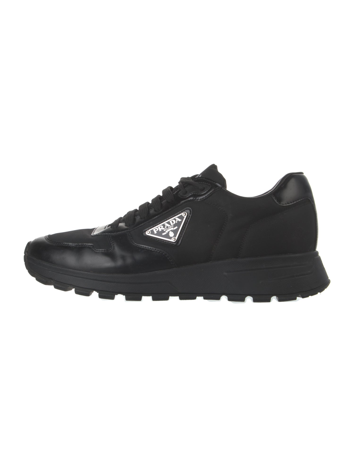 Prada Nylon Leather Trim Embellishment Sneakers
