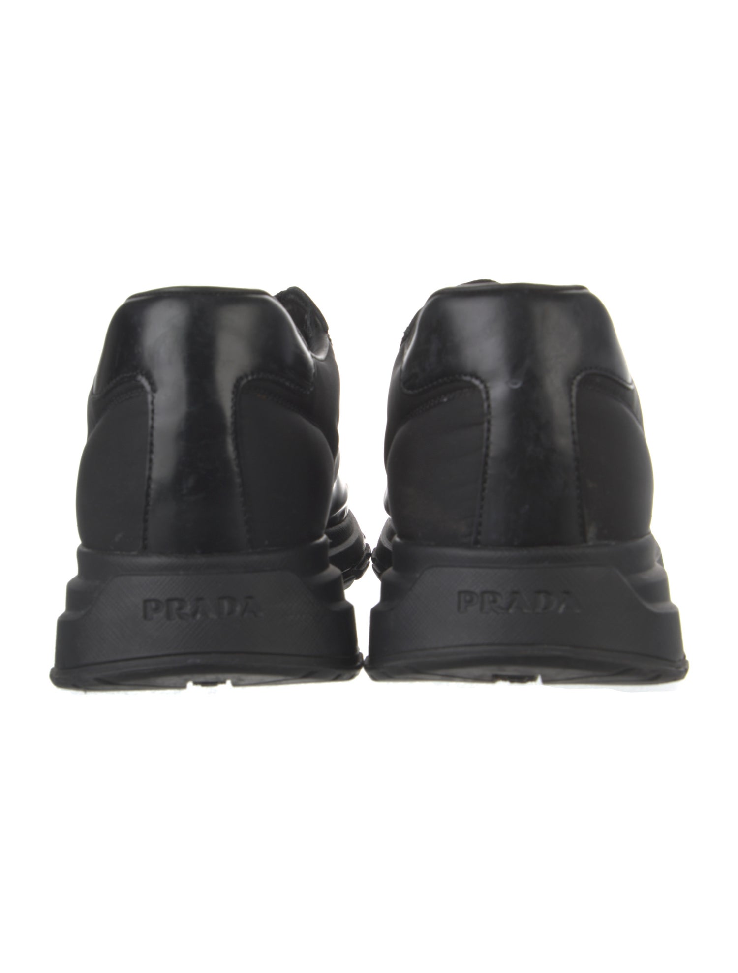 Prada Nylon Leather Trim Embellishment Sneakers