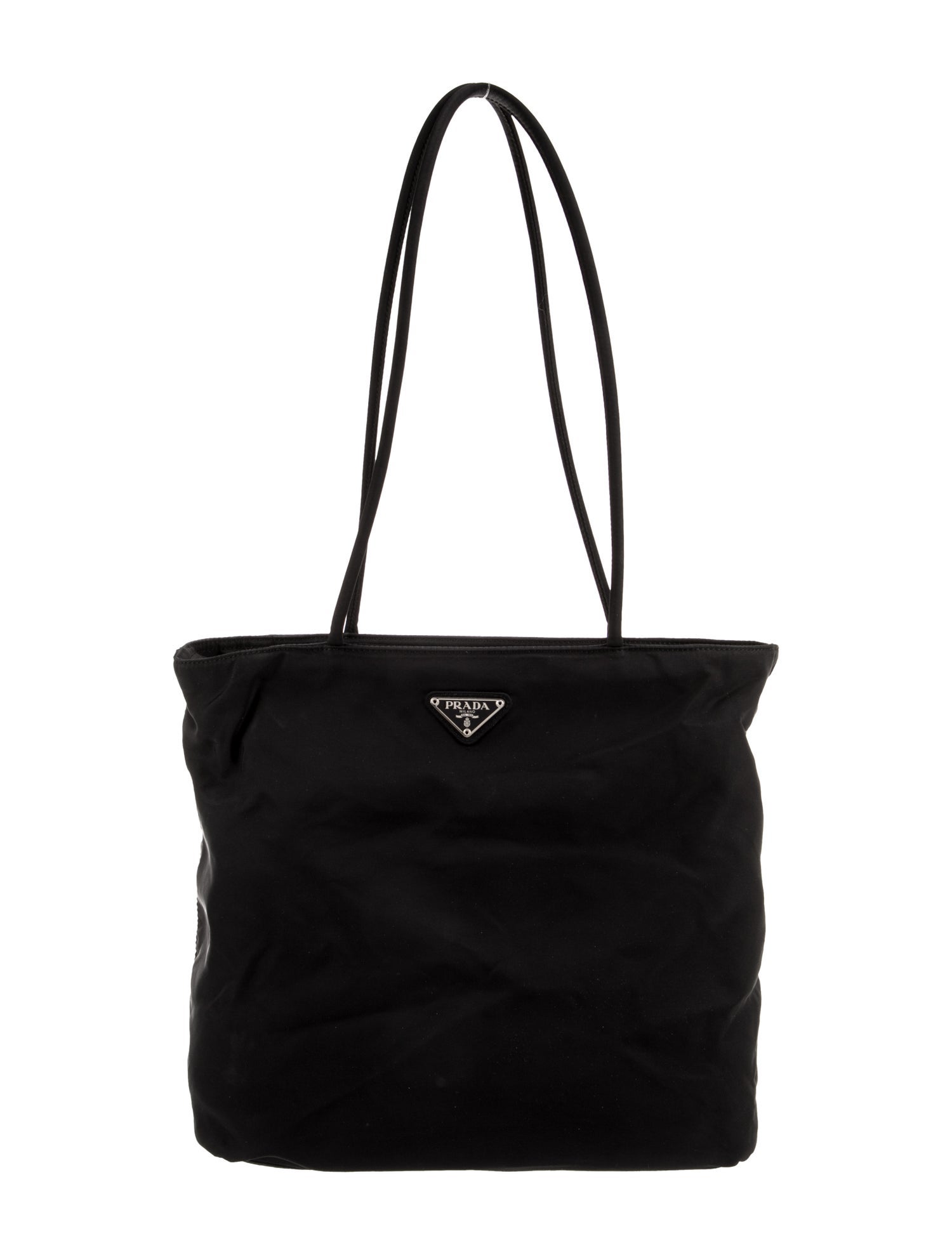 Prada Enameled Metal Triangle Tessuto City Vintage