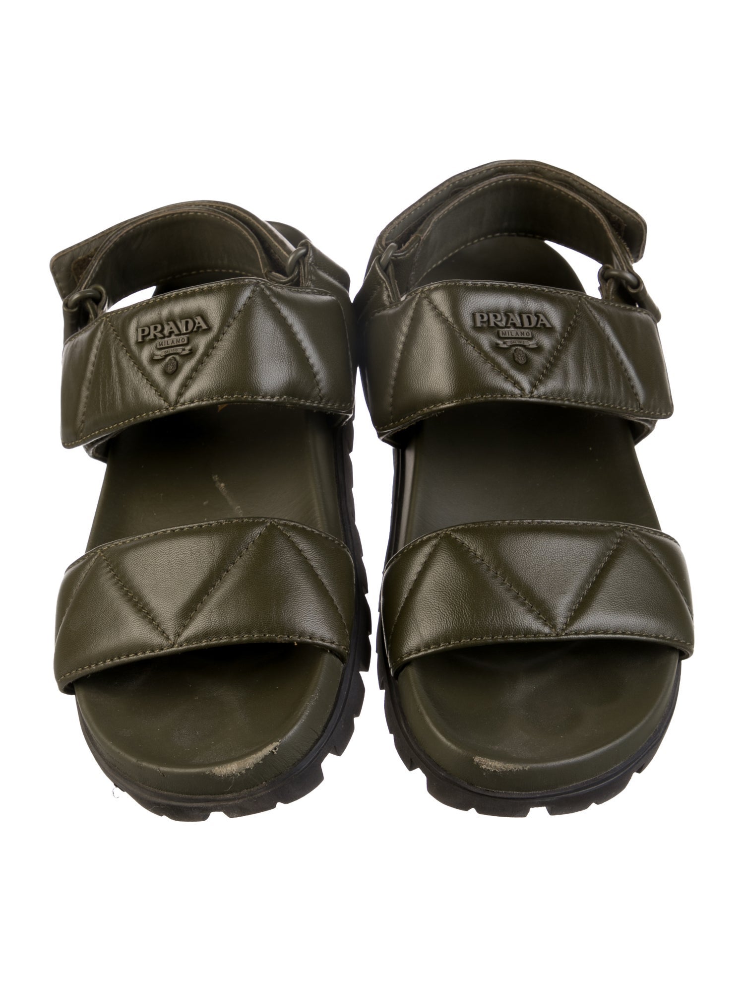 Prada Quilted Pattern Leather Slingback Sandals