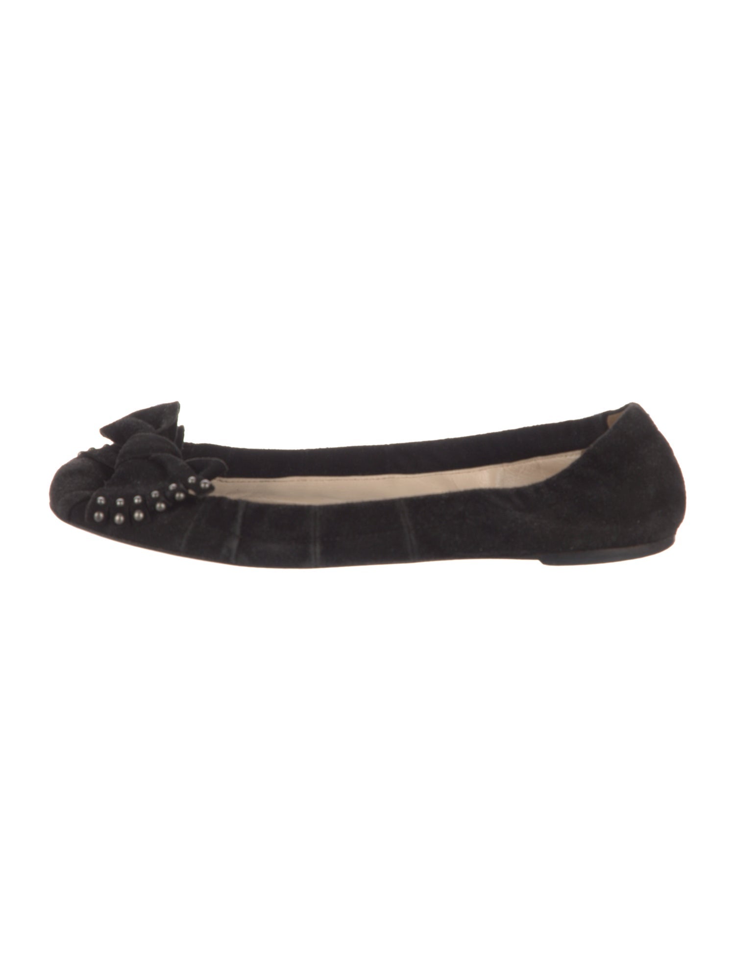 Prada Suede Bow Accents Ballet Flats