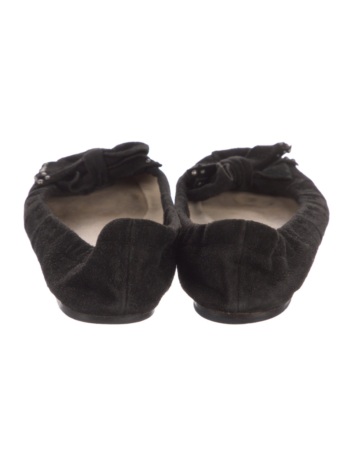 Prada Suede Bow Accents Ballet Flats