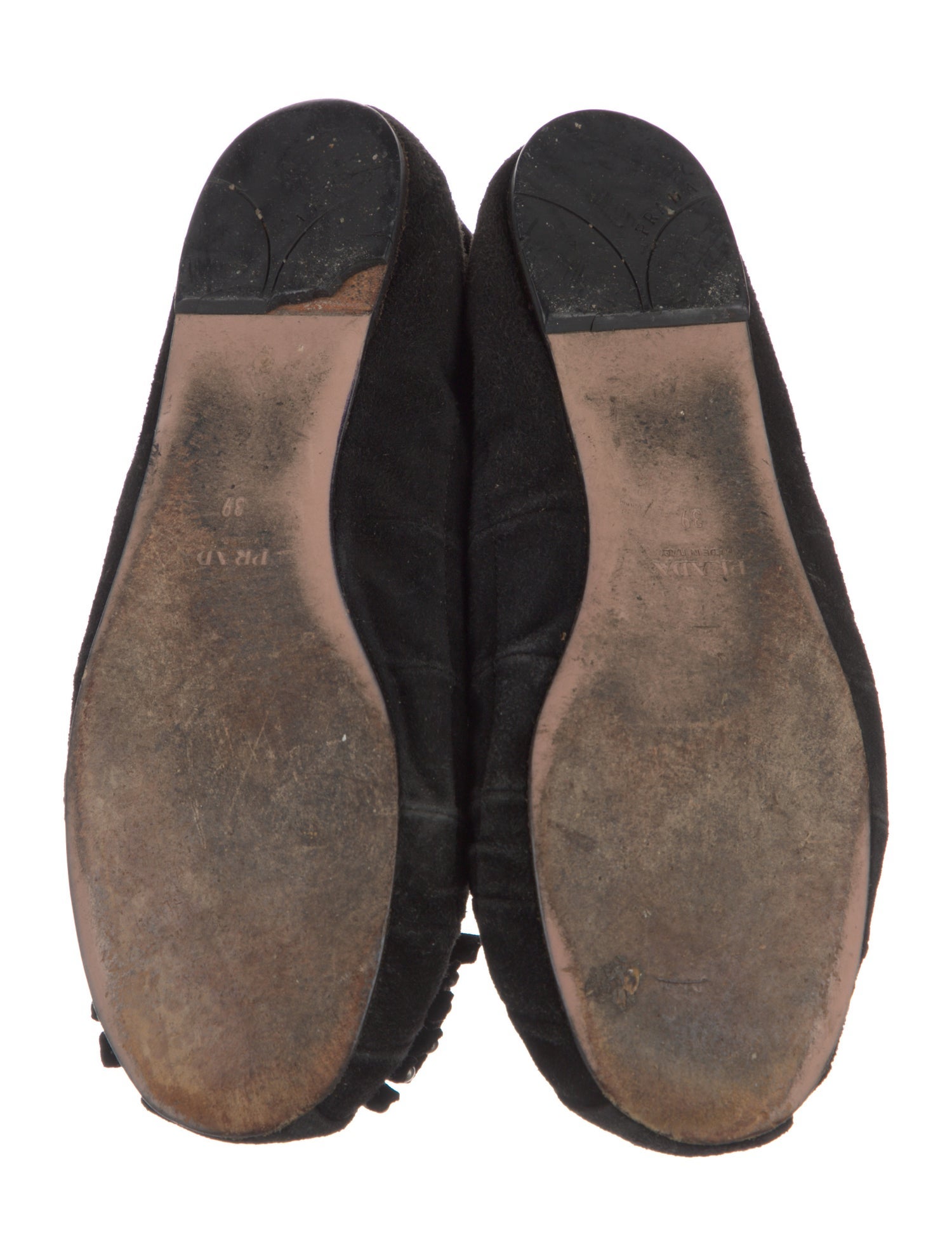 Prada Suede Bow Accents Ballet Flats