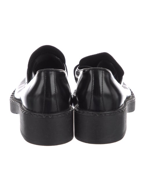 Prada Enameled Metal Triangle Leather Oxfords