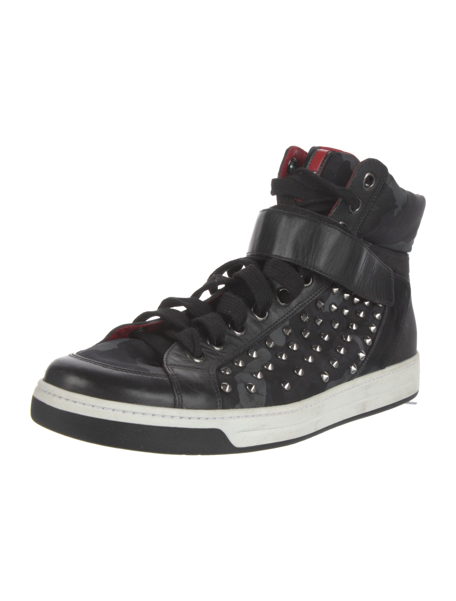 Prada Nylon Studded Accents Sneakers